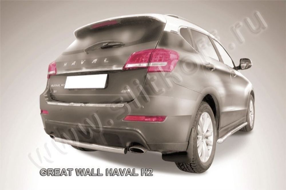 Защита заднего бампера (нержавейка) Haval H2 (2014-2023) d57 короткая