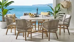 Комплект уличной мебели Mali из массива эвкалипта, стол Ø150 см, 6 стульев