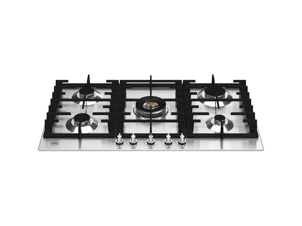 Встраиваемая газовая варочная панель Bertazzoni, конфорка dual wok в центре, 90 см Нержавеющая сталь