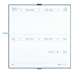 Еженедельник датированный 2026 ESCALADA, 175х95 мм, 64 л., арт. 70396/ 40 ТИВОЛИ ГЛОСС ГОЛУБОЙ (кожзам: мягкий переплёт, материал обложки: искусственная кожа "Тиволи глосс"; декор: блинтовое тиснение; способ крепления блока: ниткошвейный; вн. блок: 6