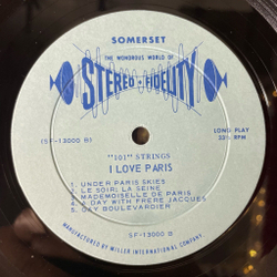 Винтажная виниловая пластинка LP 101 Strings I Love Paris (USA 1960)