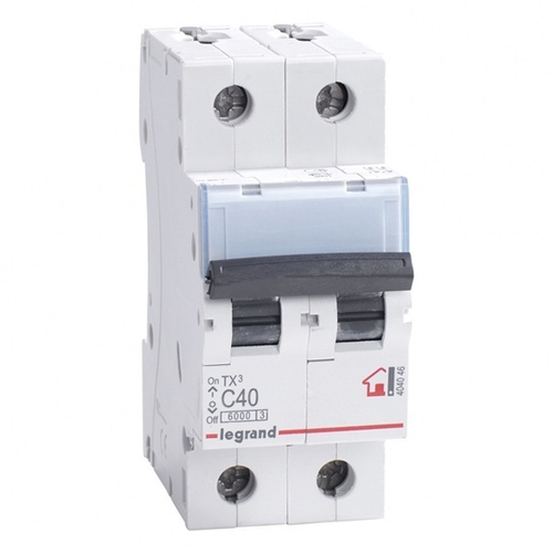Автоматический выключатель Legrand TX3 C40A 2П 6kA (автомат электрический) 404046