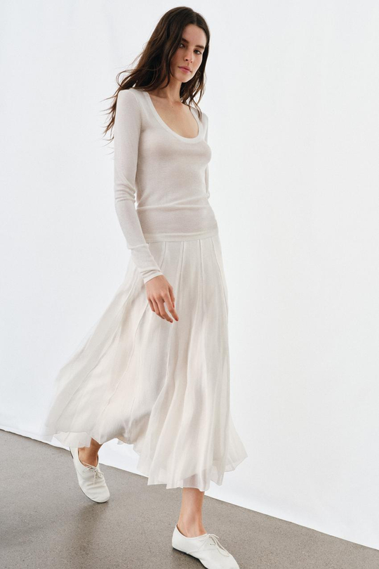 ZARA ТОП ИЗ ТОНЧАЙШЕГО ТРИКОТАЖА, БЕЛЫЙ