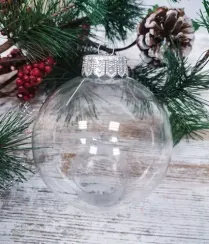 КУ-85-П Стеклянный шар Прозрачный с серебряным колпаком 80 мм., Коломеев