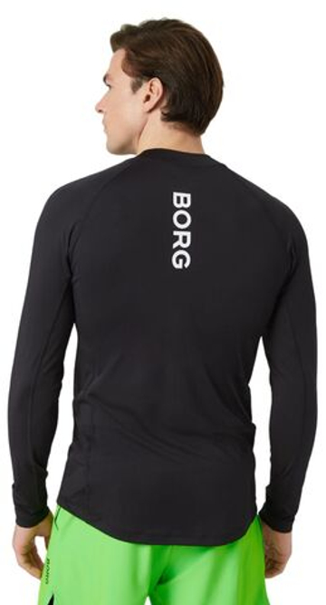 Мужская теннисная футболка теннисная Björn Borg Mock Neck Long Sleeve - черный