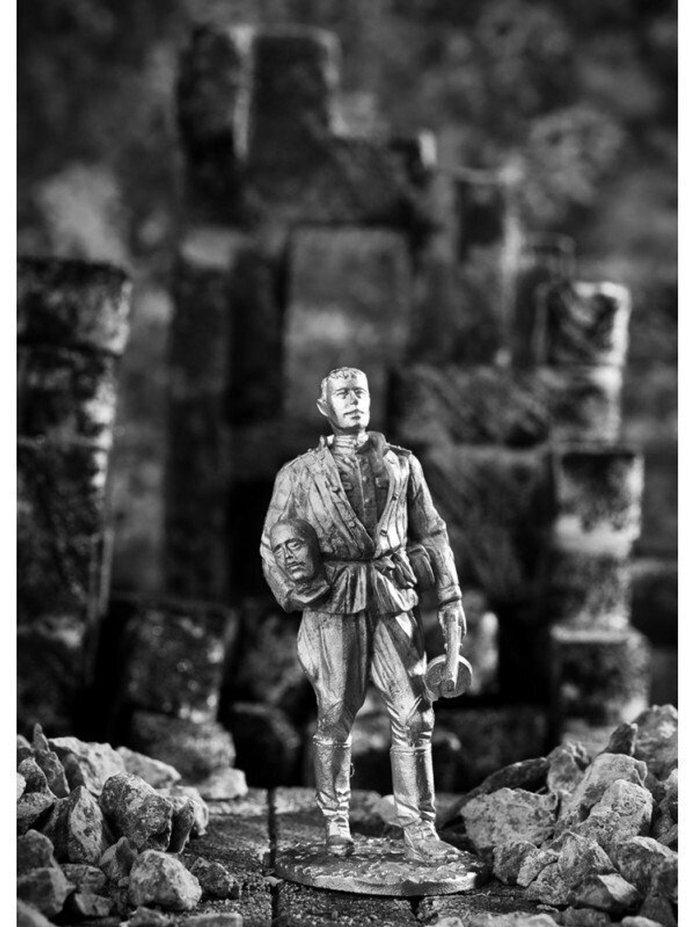 Оловянный солдатик Автоматчик с бюстом