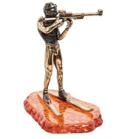 Народные промыслы AM-1758 Фигурка «Биатлонист» (латунь, янтарь)