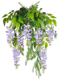 Искусственные цветы Акация сиреневая в настенном белом кашпо