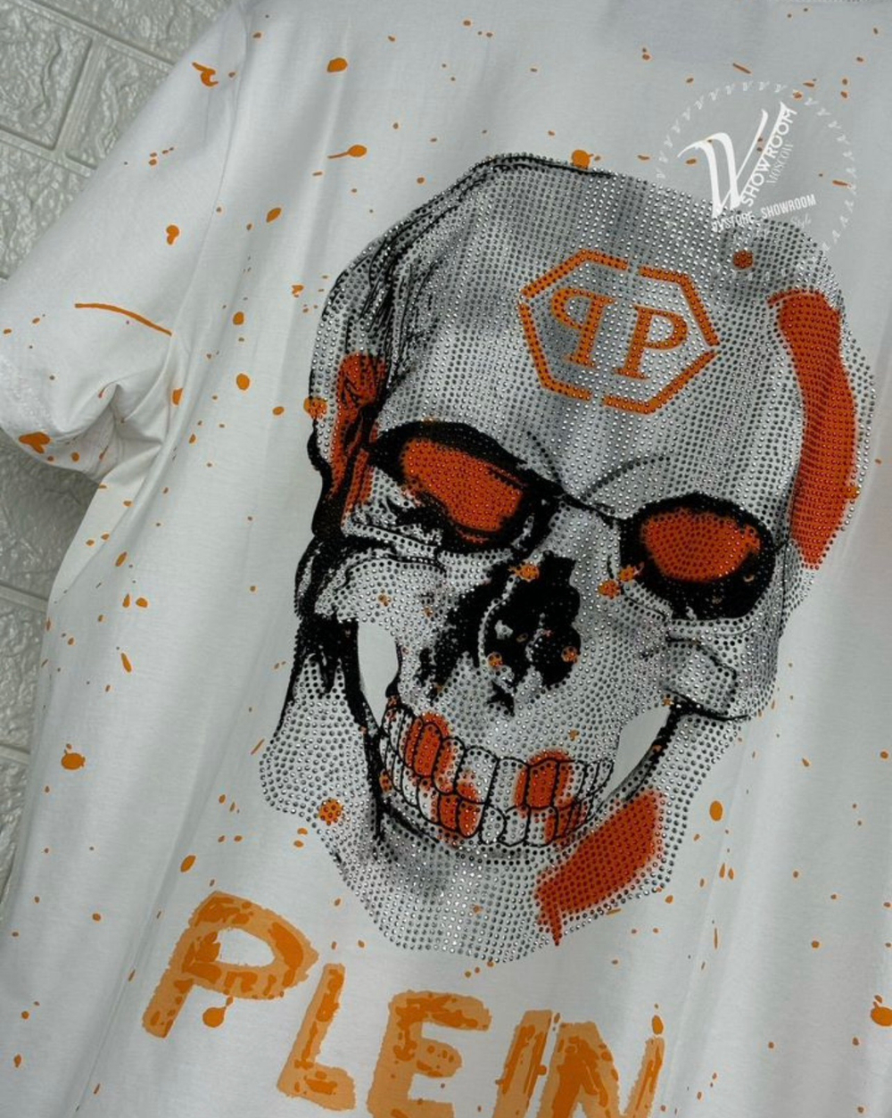 Футболка Philipp Plein Orange Skull премиум
