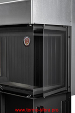 Каминная топка Экокамин ДЕЛЬТА 1200х800х450 PB три стекла подовая черный шамот