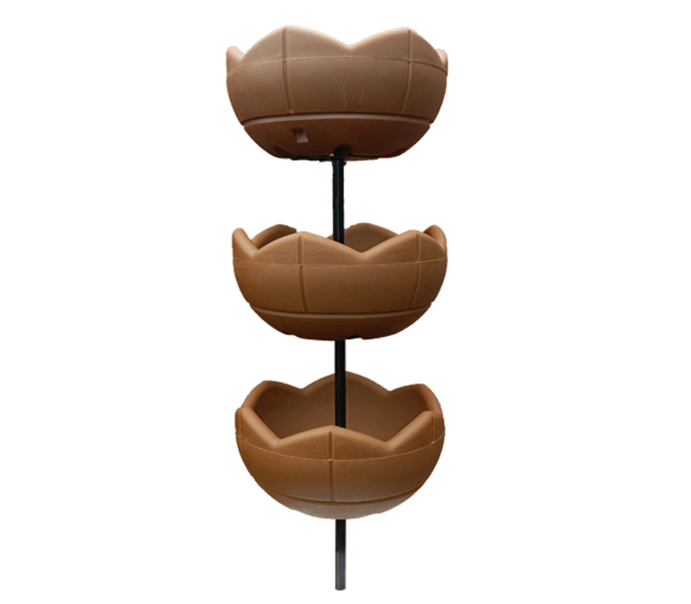 Садовый цветник Гейзер-3 с вазонами 500, терракотовый, высота 1450