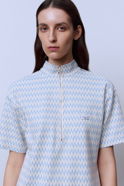 Поло на молнии из джерси жаккард