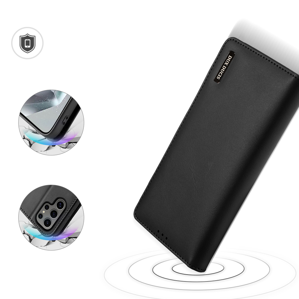 Чехол книжка из натуральной кожи с защитой RFID от Dux Ducis для Samsung Galaxy S25 Ultra, серия Hivo Series Case