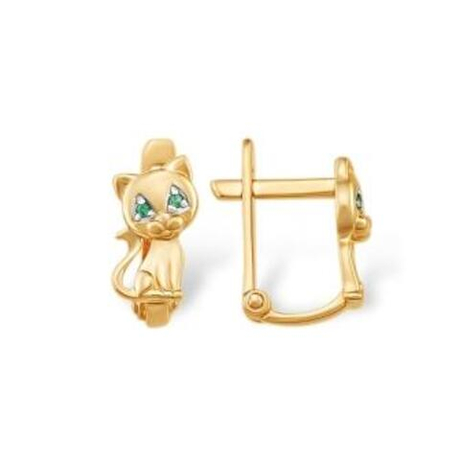 Серьги Кошечки из золота с фианитами