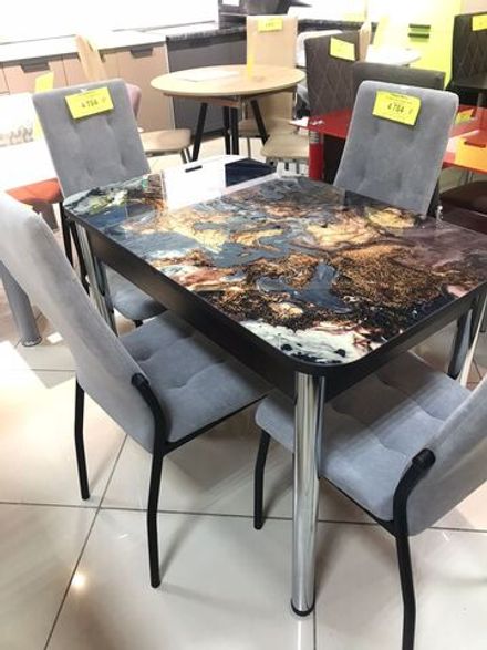 Стол стеклянный с фотопечатью (подстолье прямое нераздвижное венге )