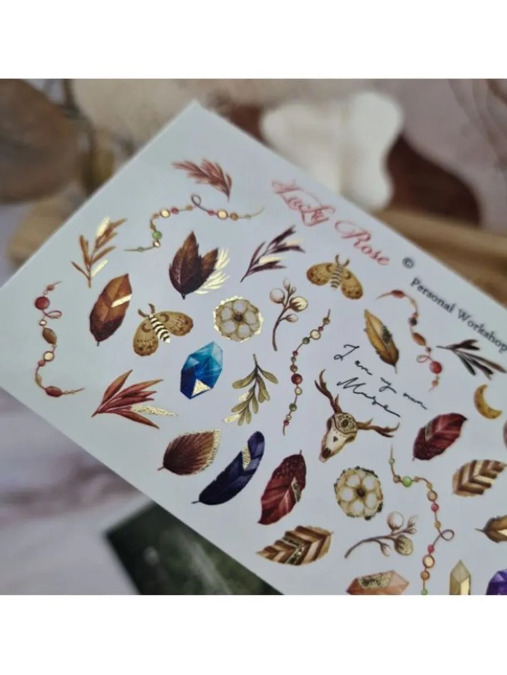 Lucky Rose Слайдеры наклейки для длинных ногтей Foil 066