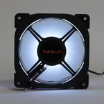 Комплект из 3 вентиляторов TESLA RGB120-XB3, 120мм, 1200rpm, Molex, черный-белый/RGB, 38CFM, 21дБ, антивибропрокладки, бесконечное зеркало, изменение скорости анимации подсветки (TSL-120-XB3)
