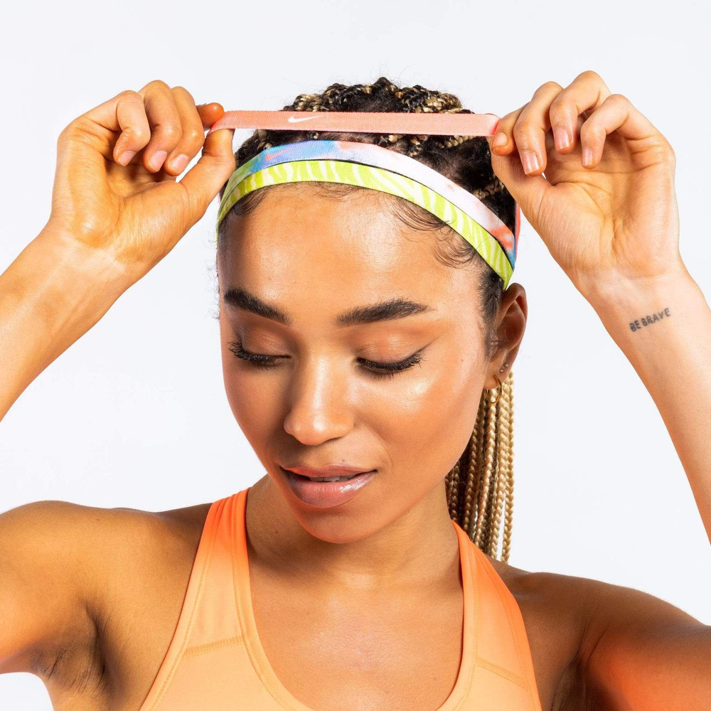 Резинка на голову Nike Printed Hairbands 3PK - purple pulse/bright mango/cyber