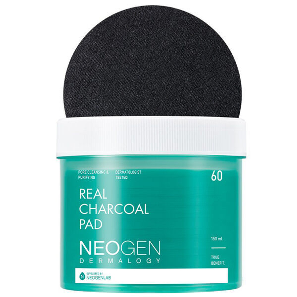 Очищающие пэды с древесным углём NeoGen Dermalogy Real Charcoal Pad, 60шт (150мл)