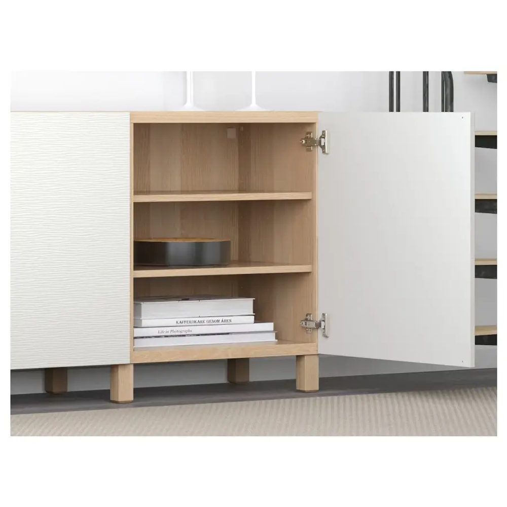 Комбинация для хранения - BESTÅ/ BESTА IKEA/ БЕСТА/БЕСТО ИКЕА, 180х74 см, белый/бежевый