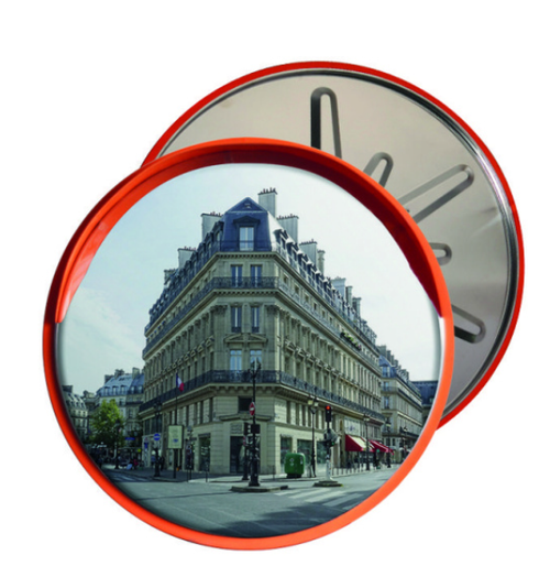 Зеркало сферическое круглое с козырьком из нержавеющей стали 1000 мм