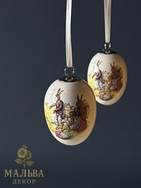 Декор подвесной "Яйцо" в ассортименте 5x8см + Подвес 20см