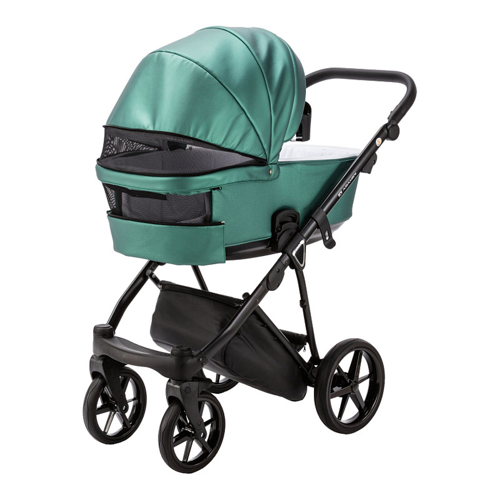 Детская коляска Adamex Belissa Deluxe 2 в 1 B-SM01 (ИЗУМРУД. ПЕРЛ 100% КОЖА)