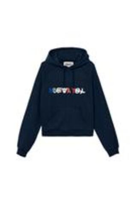 ZARA X BENITO ANTONIO ТОЛСТОВКА С КАПЮШОНОМ И НАШИВКОЙ, СИНИЙ