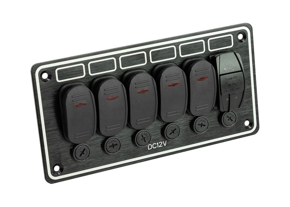 Панель бортового питания 5 переключателей, USB зарядка, индикация, автоматы