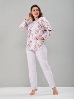 Костюм с брюками КБ-71/бежмеланж-кофецветы