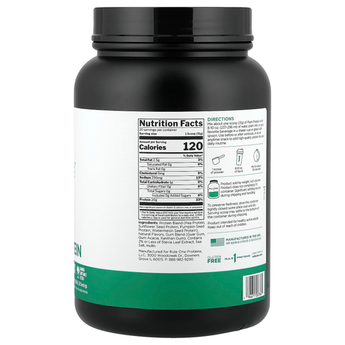 Rule One Proteins, смесь для приготовления порошка с растительным протеином, ваниль, 620 г (1,37 фунта)