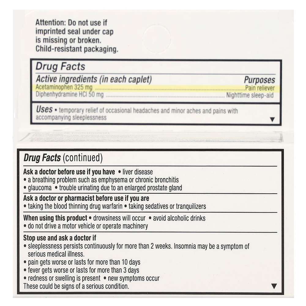 Unisom, PM Pain, средство для ночного сна и обезболивающее, 30 капсул
