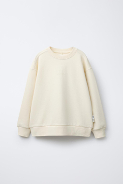 ZARA ОДНОТОННАЯ ТОЛСТОВКА С РЕЛЬЕФНОЙ НАДПИСЬЮ, СВЕТЛО-ЖЕЛТЫЙ