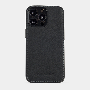 Чехол-накладка кожаная для iPhone 14 Pro черного цвета