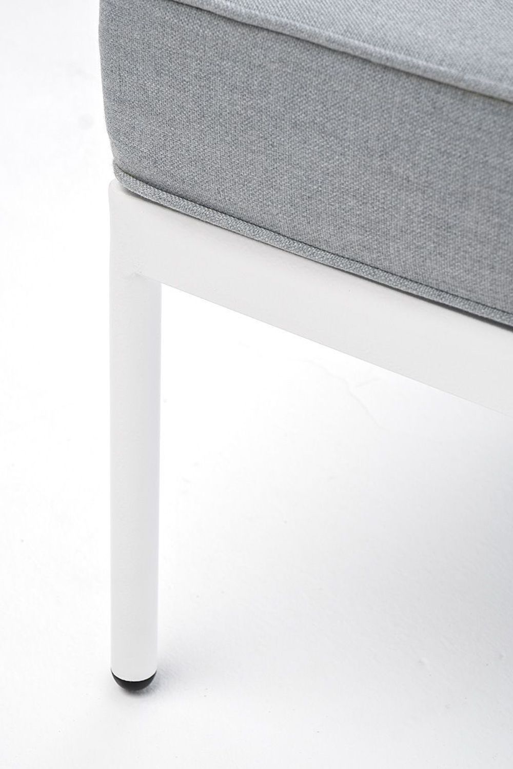 "Канны" угловой модуль плетеный из роупа, каркас алюминий белый шагрень, роуп светло-серый круглый, ткань светло-серая