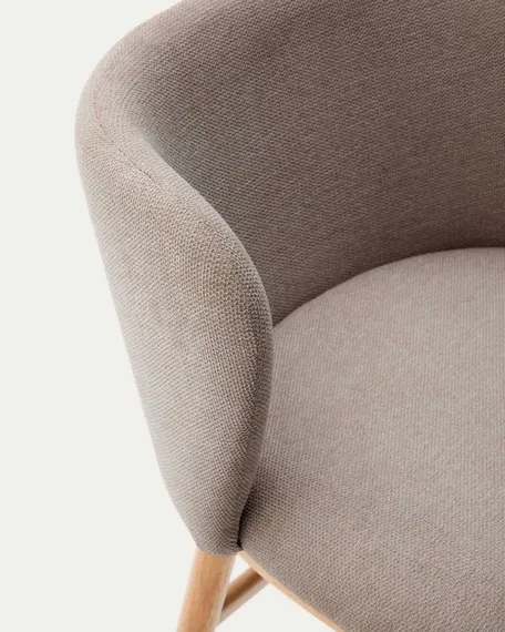 Барный стул Ciselia, коричневый шенилл, каркас из массива ясеня