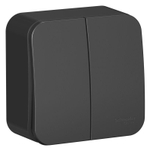 Выключатель 2-кл. ОП Blanca 10А IP20 (сх. 5) 250В с изолир. пластиной антрацит SE BLNVA105016