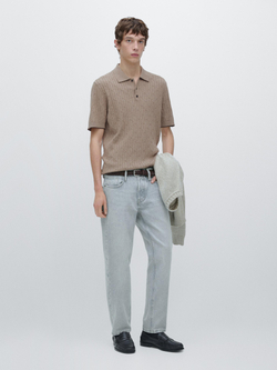 Massimo Dutti Укороченные джинсы зауженного кроя, светло-голубой