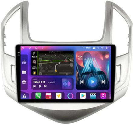 Магнитола для Chevrolet Cruze 2012-2015 (рамка серебро) - FarCar BM261M на Android 13, QLED, ТОП процессор, 4Гб+32Гб, CarPlay, 4G SIM-слот