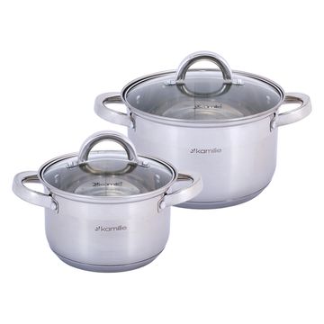 Набор кастрюль 4 предмета Kamille КМ-5627S из нержавеющей стали (2,1 л; 3,8 л)