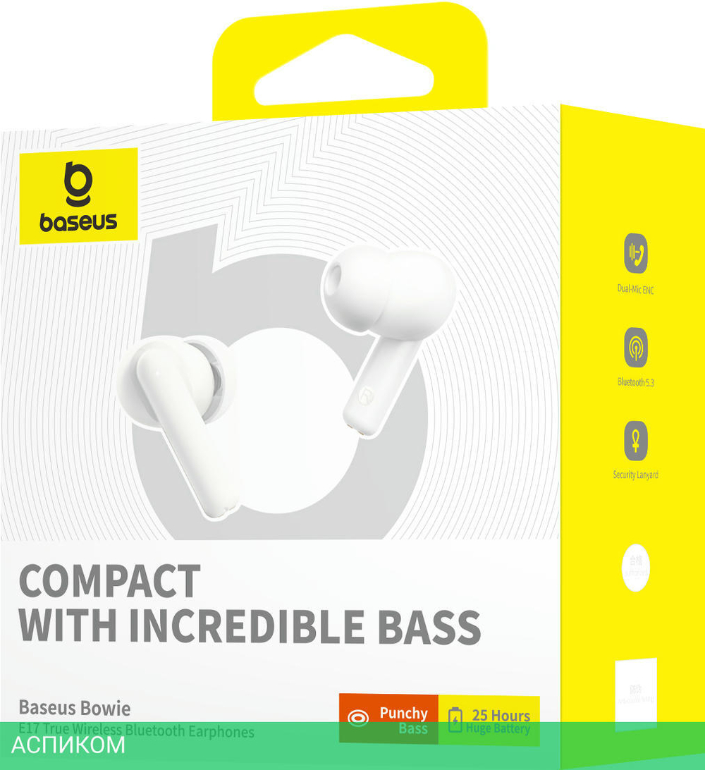 Наушники Baseus Bowie E17 True Wireless Earphones Stellar White (A00072200223-Z1)