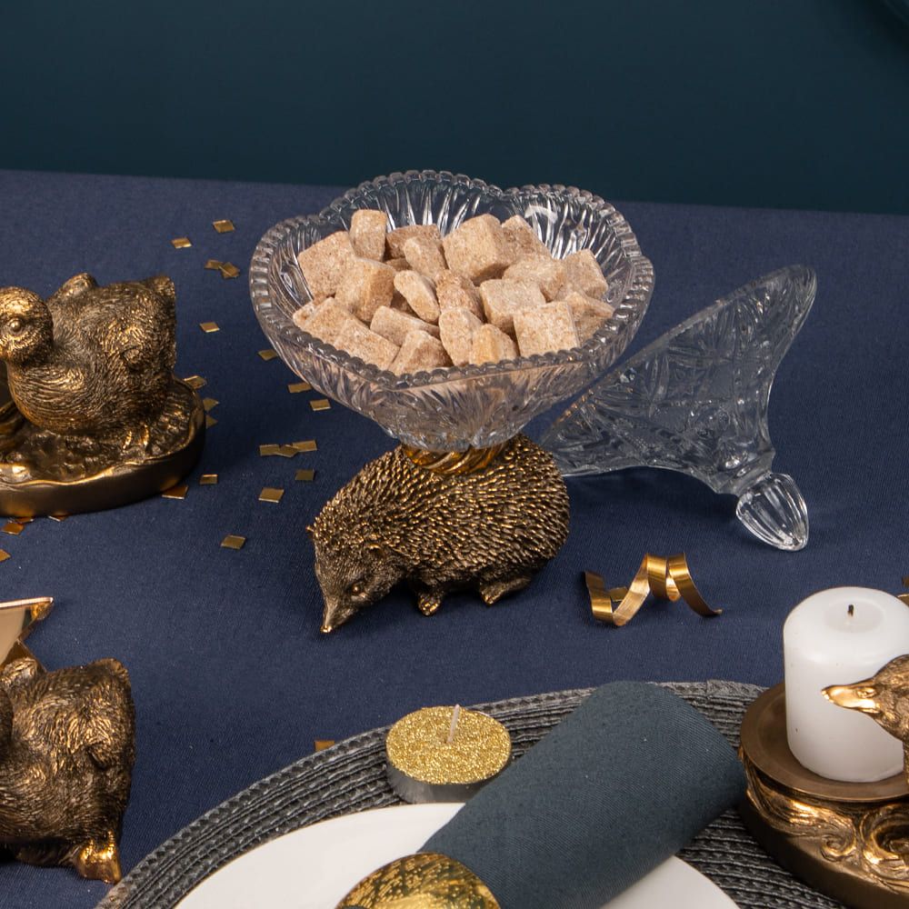 Сахарница стеклянная с крышкой Ежик Барб Бронза