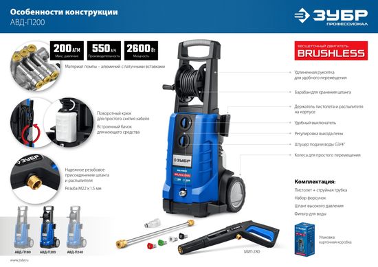 Мойка высокого давления ЗУБР АВД-П200