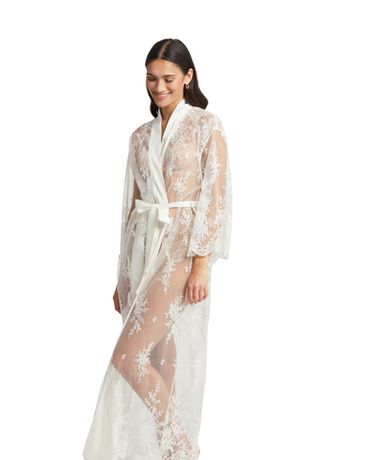 халат из прозрачной ткани с цветочной вышивкой Rya Collection Darling айвори — фото 1
