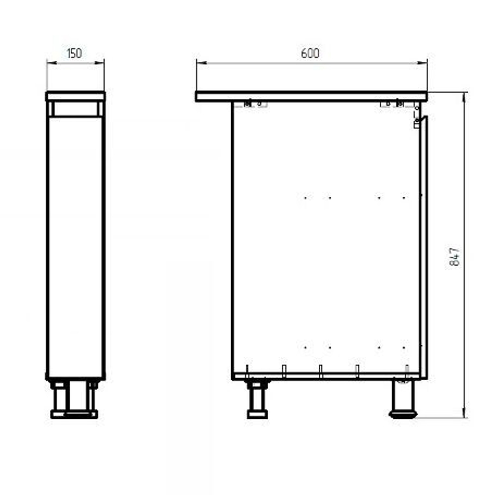 Кухонный модуль Карго напольный 15 см Малага, с дубовой панелью на ножках / зеленый самшит, массив дуба