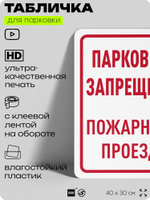 Табличка для парковки "Парковка запрещена, пожарный проезд", для дома, офиса, организаций, 40х30 см, Silver Plane x Айдентика Технолоджи