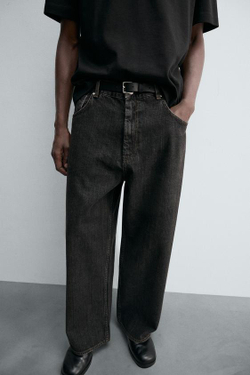 ZARA ДЖИНСЫ WIDE FIT, КОРИЧНЕВЫЙ