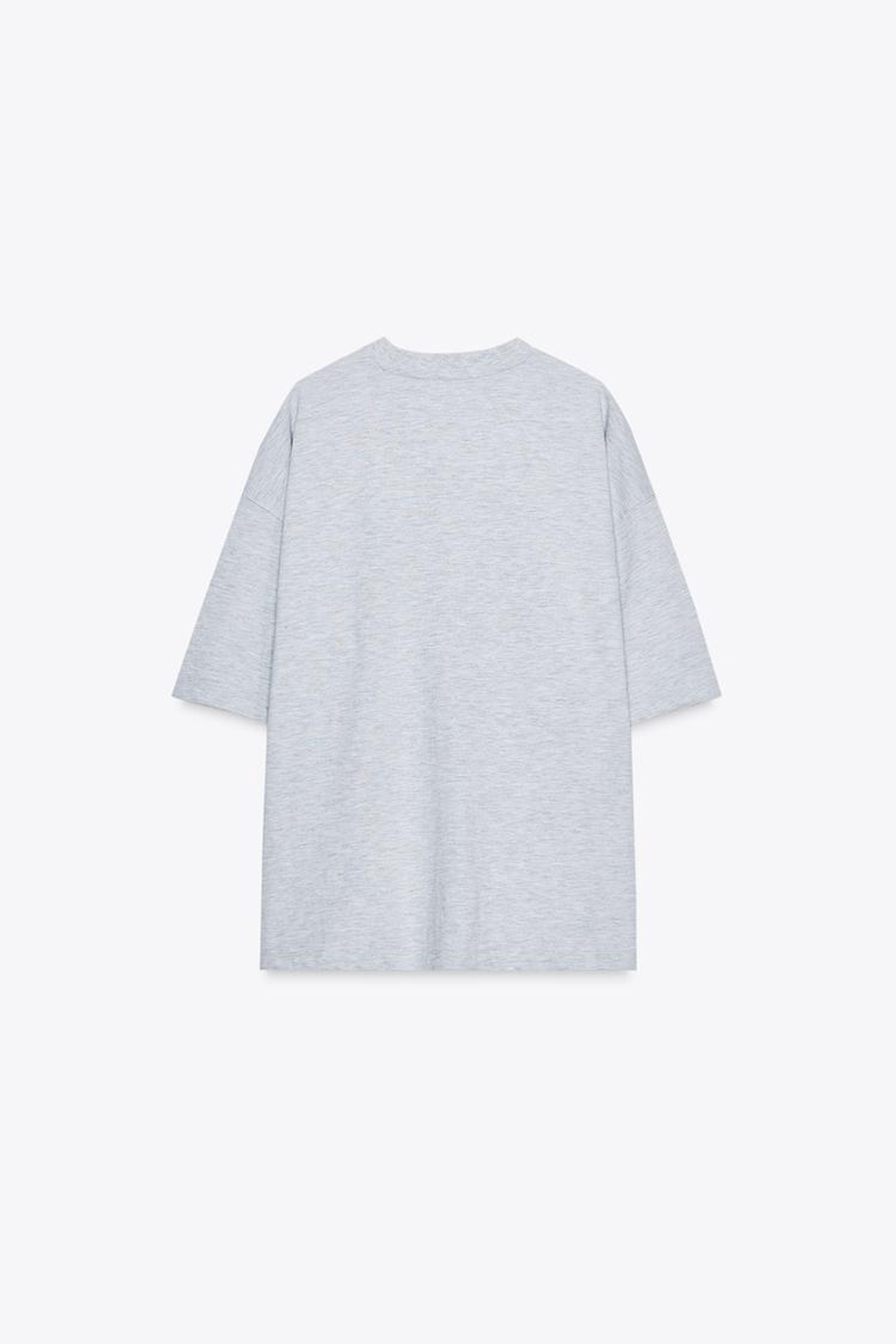 ZARA ФУТБОЛКА С НАДПИСЬЮ, СЕРЫЙ МЕЛАНЖ