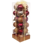 Набор шаров «Christmas» 5 см + 4 см (24 предметов), Рубин/Шампань