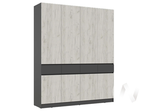 Шкаф 4-х ств МС Роджина (графит/дуб крафт белый)
